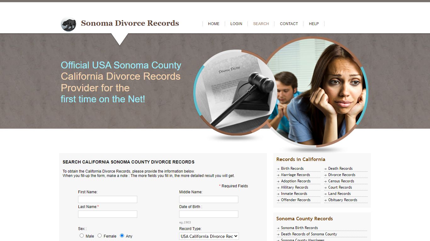 Search California Sonoma County Divorce Records